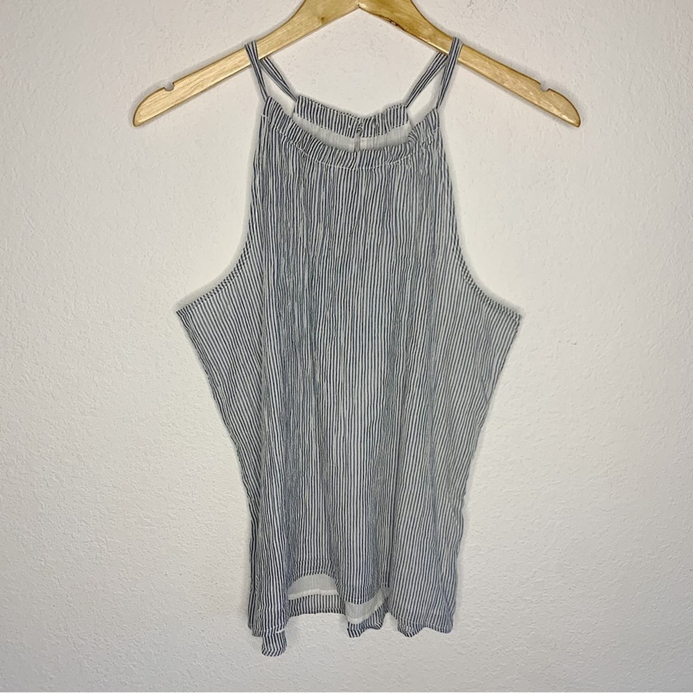 New Carve Designs Organic Cotton White Blue Halter Tank Top Size XS